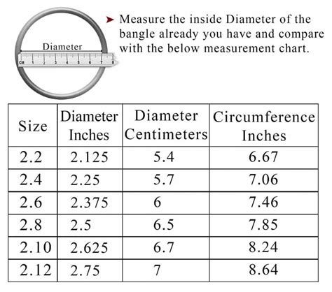 standard bangle size chart cm|bangle size 2.4 in inches.